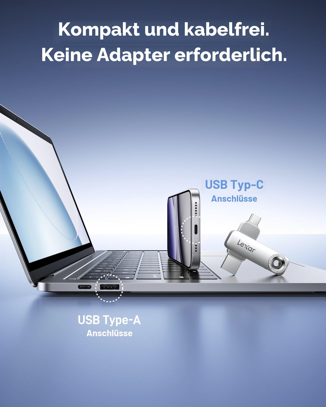 USB-Stick 256 GB Dual USB-C/A bis 400 MB/s Metallgehäuse - Bild 2