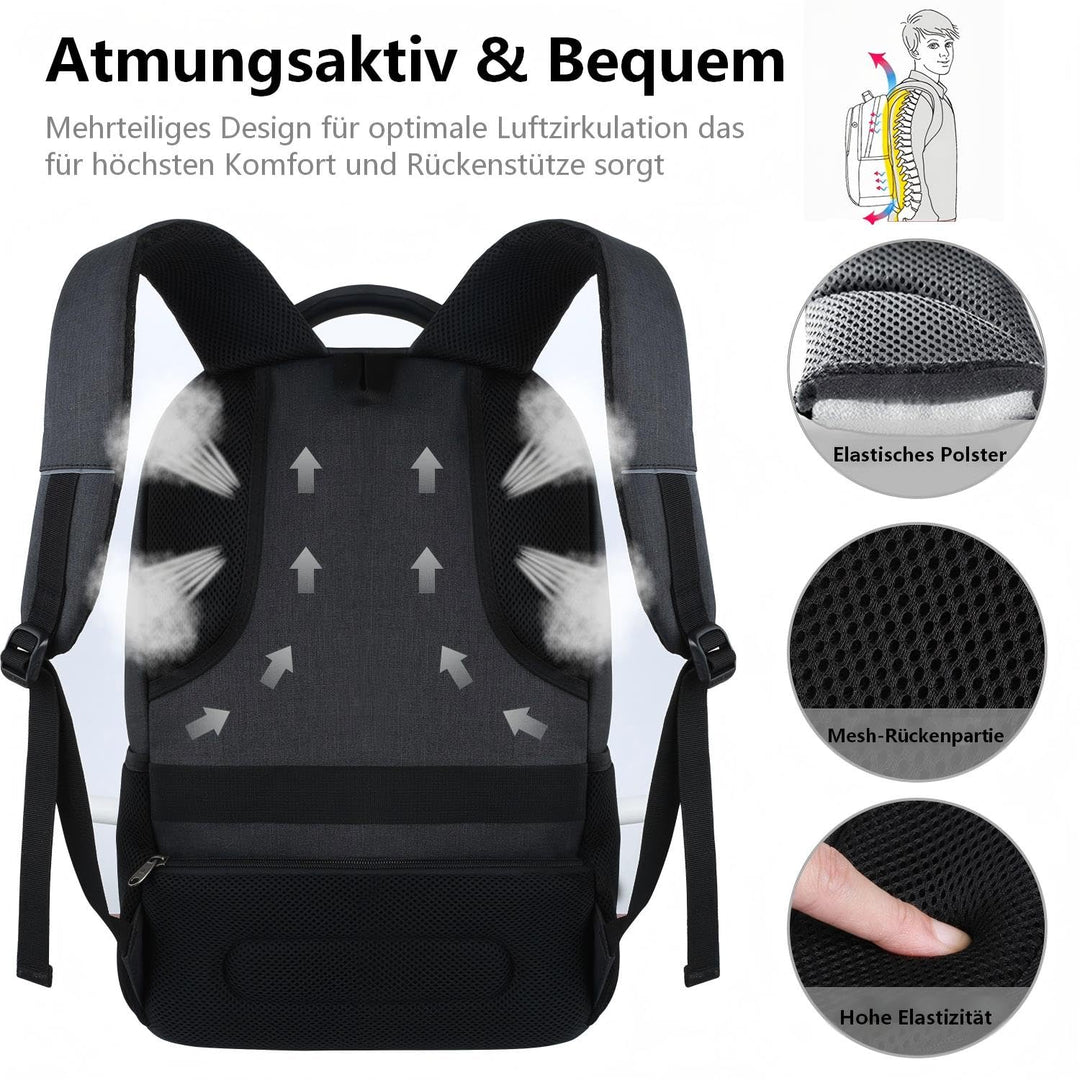Laptop Rucksack 20 Zoll wasserabweisend 17" Fach 20+ Taschen Reise - Bild 5