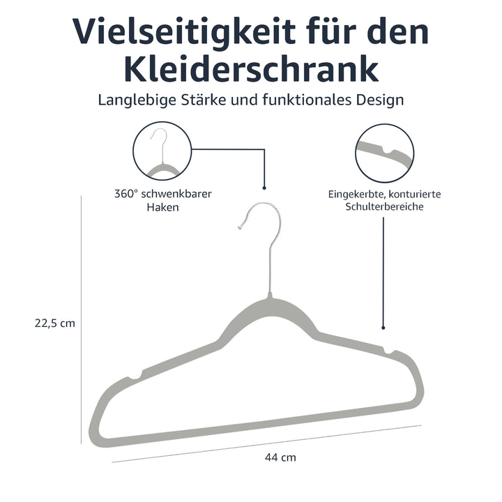 Samtbügel für Anzug und Kostüm 100er-Set ultraschlank Grau - Bild 5