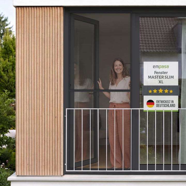 Fliegengitter bodentiefe Fenster Aluminium Slim 130x220 cm anthrazit