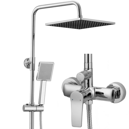 Duschsystem mit Thermostat Regendusche 250mm Chrom höhenverstellbar