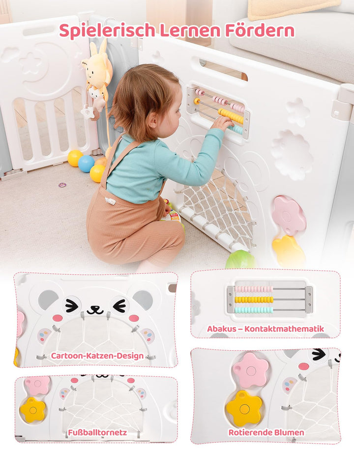 Laufstall Baby faltbar 150x150cm Kunststoff mit Tür 14 Paneele - Bild 8