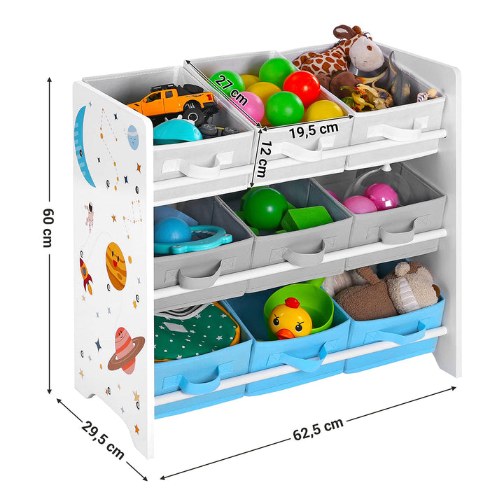 Kinderregal mit 9 Aufbewahrungsboxen MDF Weiss 62,5x29,5x60 cm - Bild 6
