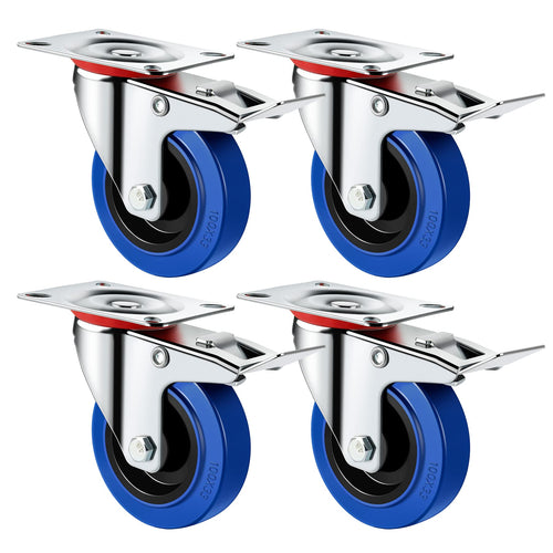 Schwerlastrollen 125mm mit Bremse 4er-Set 300kg blau