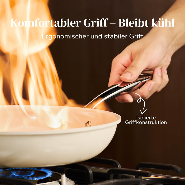 Keramik-Pfannenset Antihaft 20/24/28 cm PTFE-frei für alle Herdarten - Bild 3