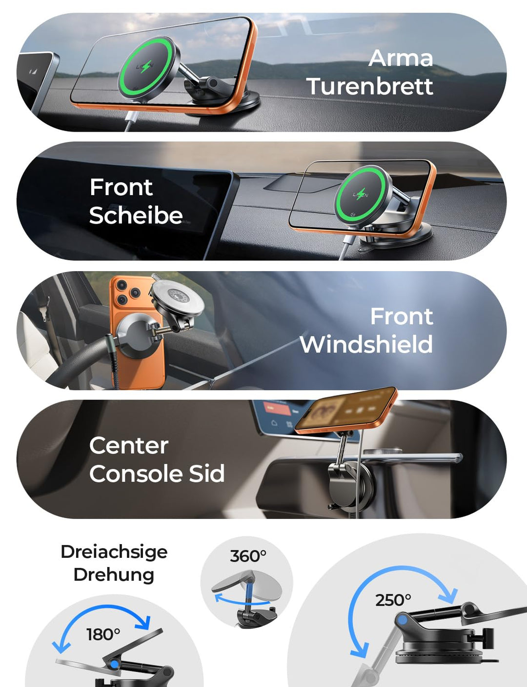 Handyhalterung Auto mit Ladefunktion Qi2.2 25W MagSafe Saugnapf - Bild 5