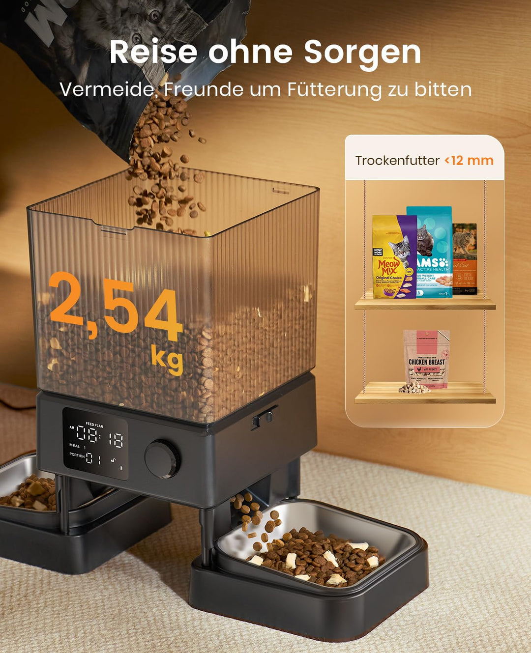 Futterautomat 2 Katzen 5L Trockenfutter mit Sprachaufzeichnung - Bild 8