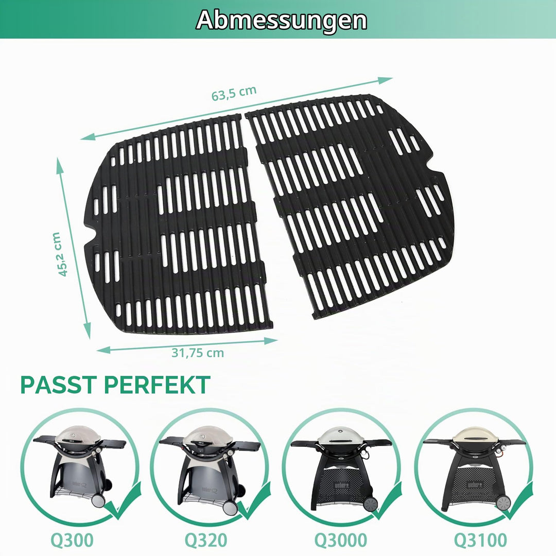 Gusseisen Grillrost für Weber Q300 Q320 Q3000 Q3200 2er-Set - Bild 2