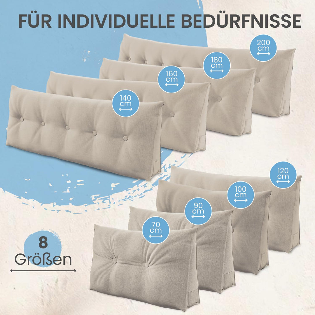 Rückenkissen Keilform 180 cm breit für Bett und Sofa mit Seitenfach - Bild 4