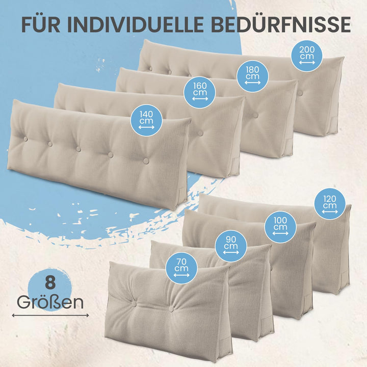 Rückenkissen Keilform 180 cm breit für Bett und Sofa mit Seitenfach - Bild 4