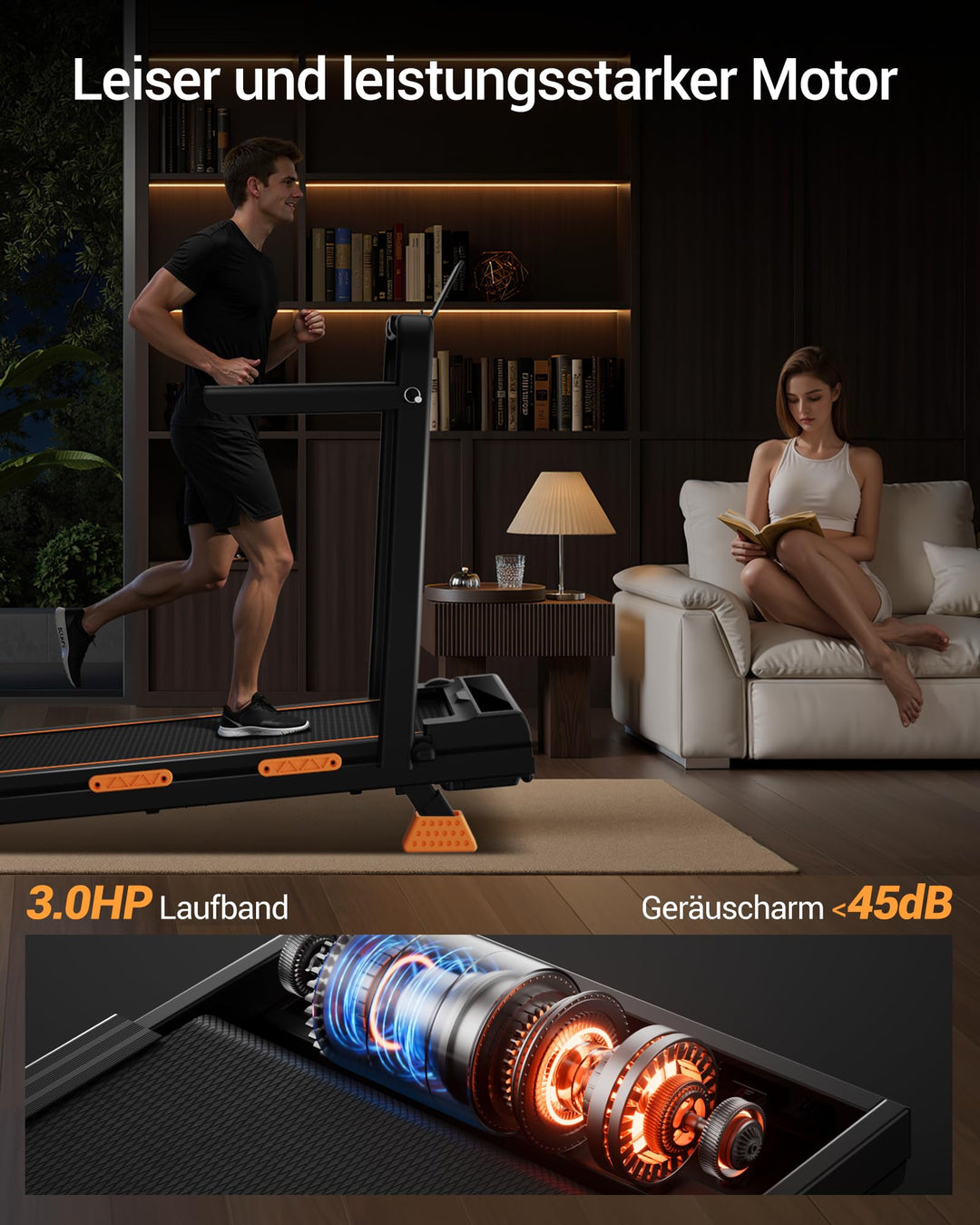 Laufband klappbar mit 16% Steigung bürstenloser 3 PS Motor - Bild 5