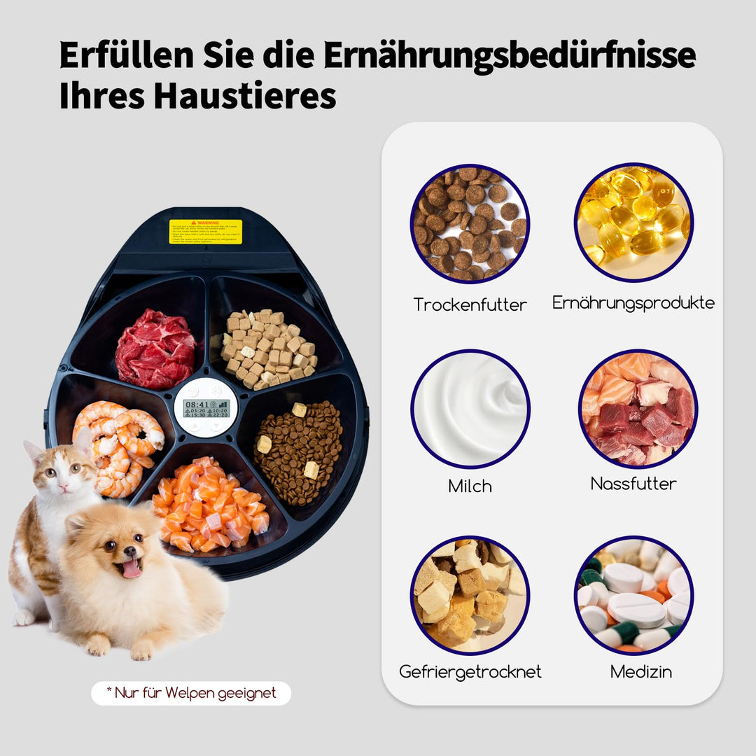 Nassfutter-Automat mit Kühlung 5 Fächer für Katzen und Hunde - Bild 5
