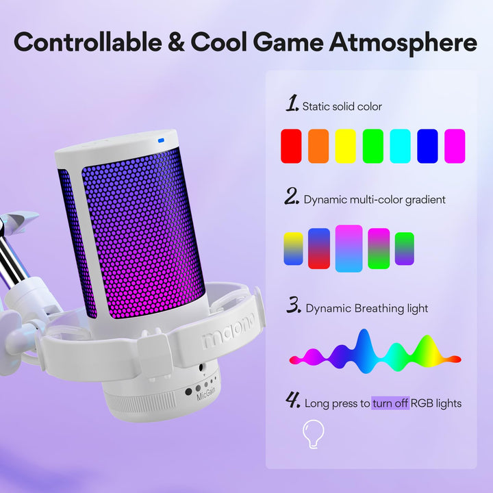 Gaming Mikrofon USB mit RGB, Nierencharakteristik, Galgenarm &amp; Pop-Filter - Bild 6