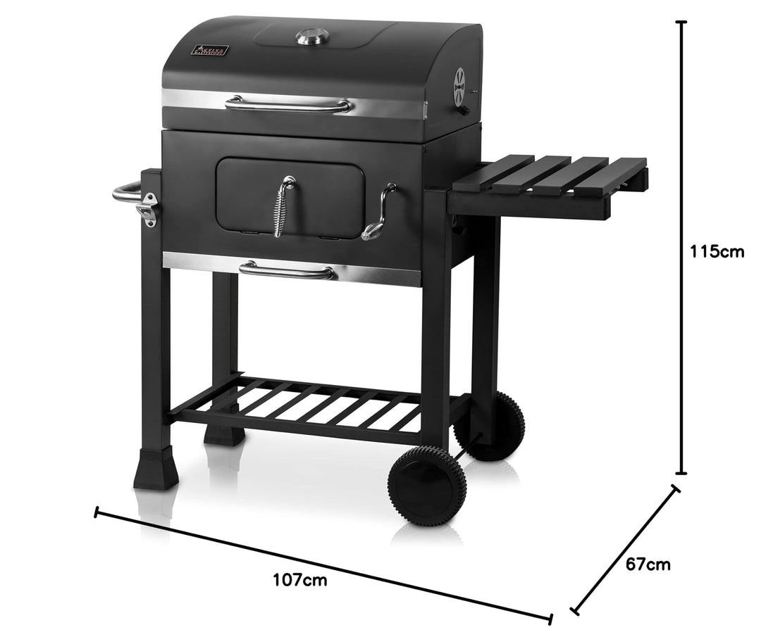 Holzkohlegrill mit Deckel, Gusseisenrost &amp; Abdeckhaube - Bild 10