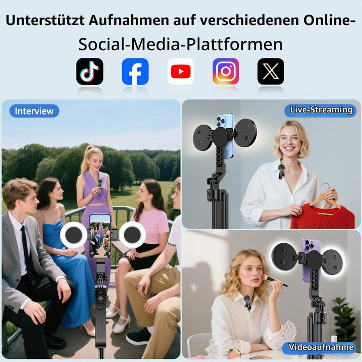 Vlogging-Kit 360° Auto Face Tracking Stativ mit Mikrofon und Licht - Bild 4