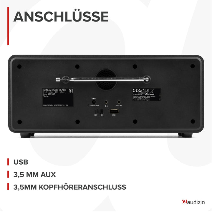 DAB+ Radio mit Bluetooth Weckfunktion USB Aux 60 Sender schwarz - Bild 7