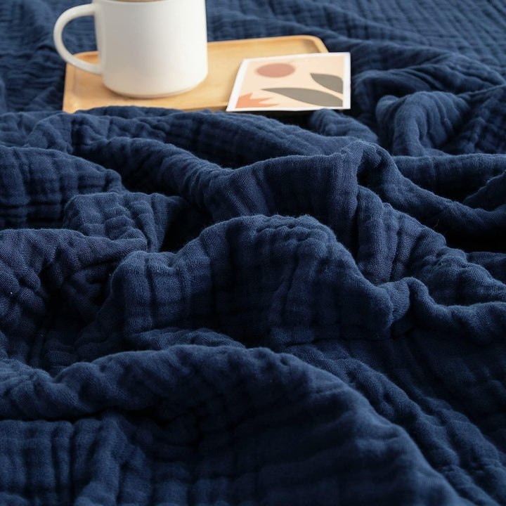 Musselin-Decke Baumwolle 4-lagig 230x230 cm Tagesdecke Erwachsene