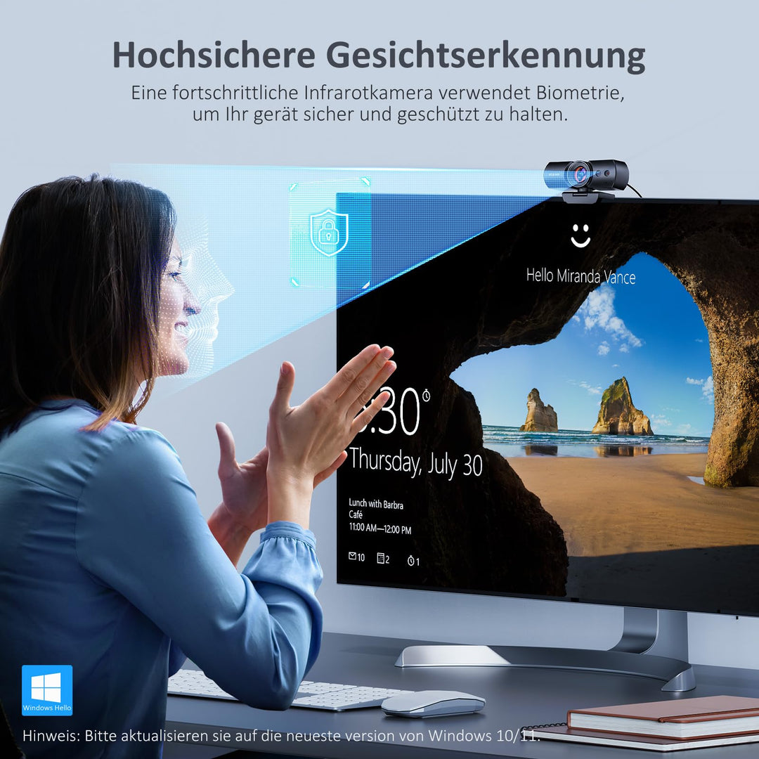 Webcam 1080p Full HD mit Windows Hello und Sichtschutzabdeckung - Bild 2