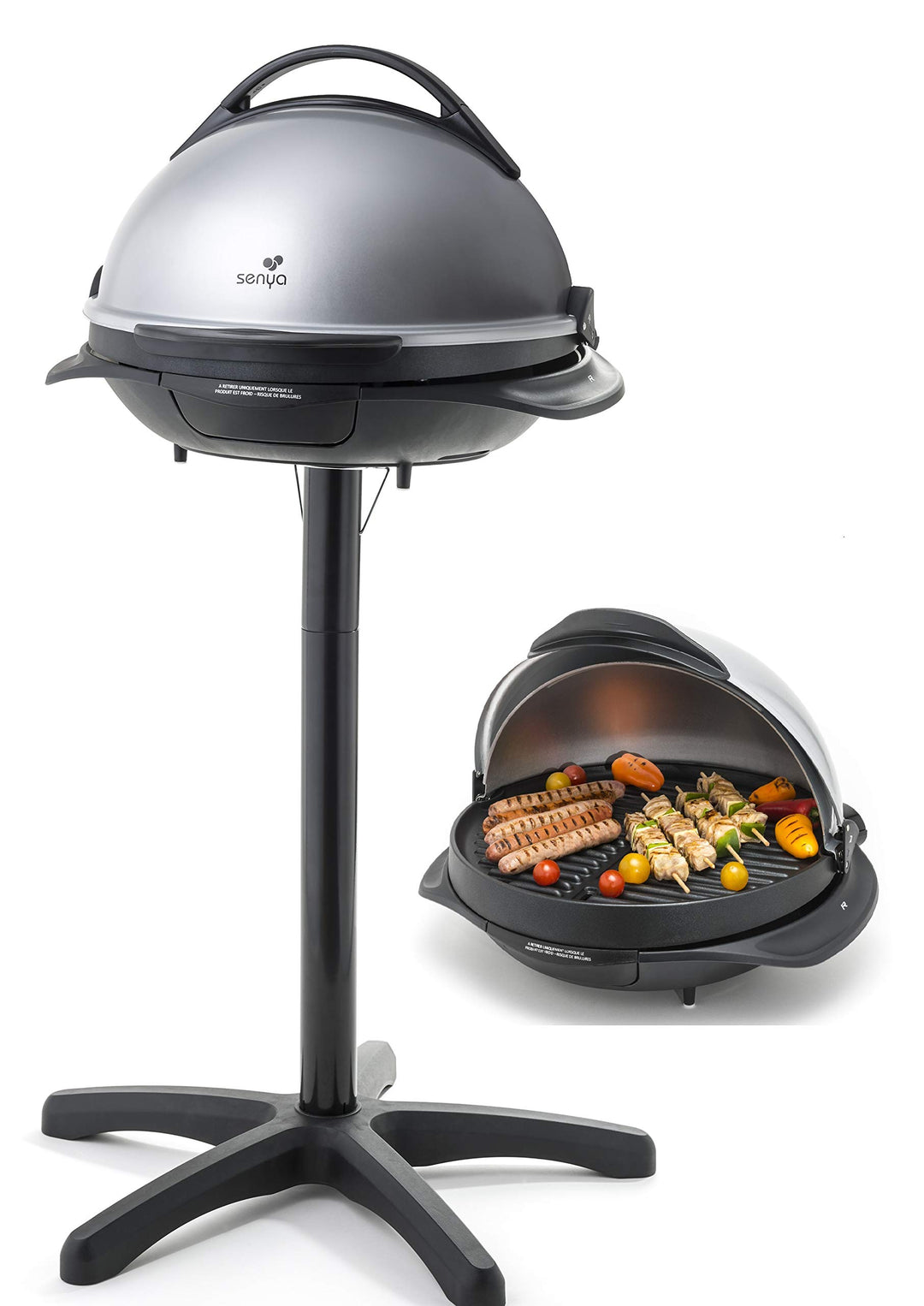Elektrogrill 2-in-1 Stand &amp; Tisch rund 40 cm Ø Antihaft 2200W