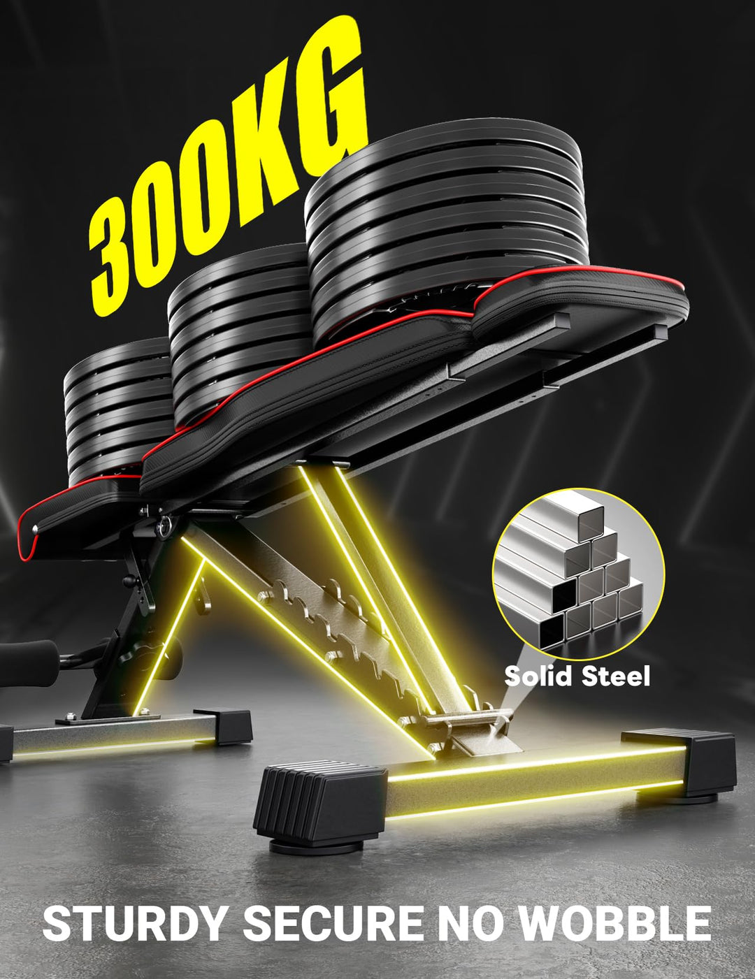 Hantelbank klappbar Stahl 375 kg belastbar 90 Positionen Home Gym - Bild 4
