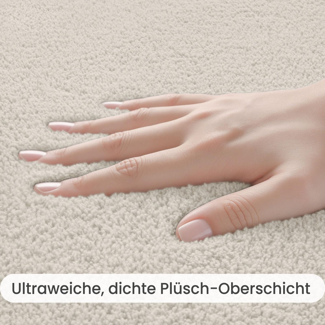 Flauschiger Hochflor Teppich Creme 200x300cm mit Rutschstopp - Bild 2