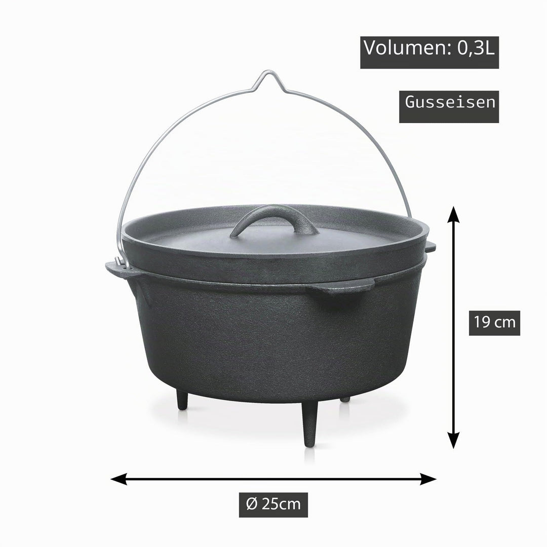 Dutch Oven Gusseisen 3 Liter mit Dreibein fuer Feuerschale und Grill - Bild 5