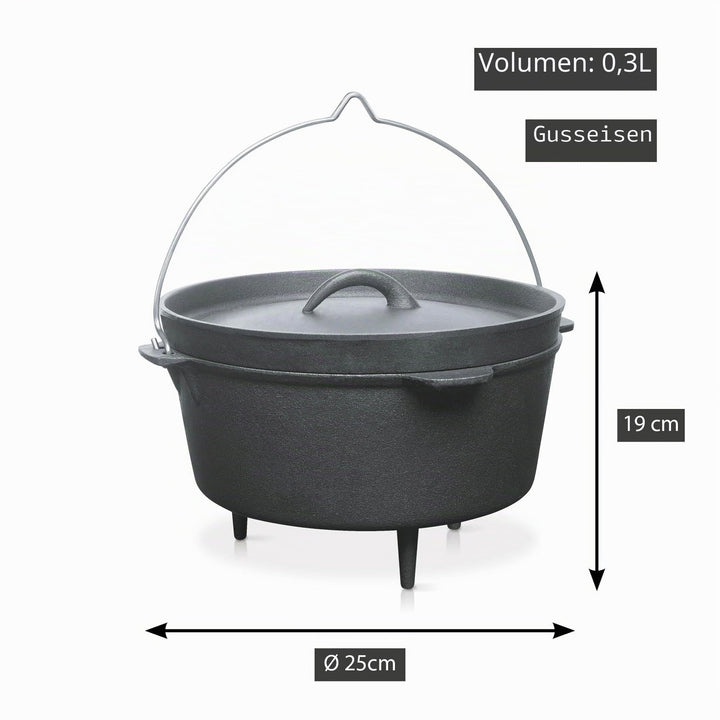 Dutch Oven Gusseisen 3 Liter mit Dreibein fuer Feuerschale und Grill - Bild 5