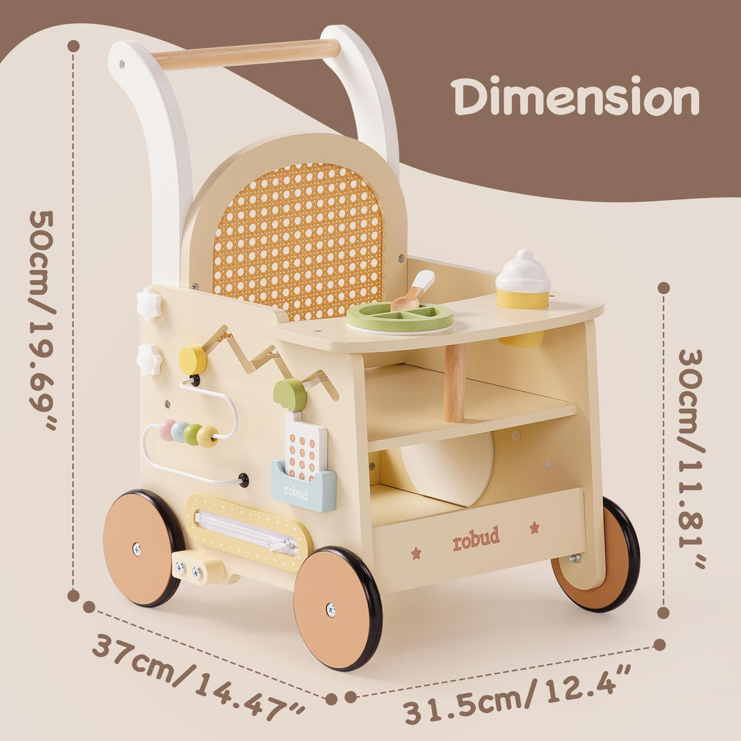 Lauflernhilfe Holz 2-in-1 Puppenwagen mit Activity Board ab 10 Monate - Bild 8