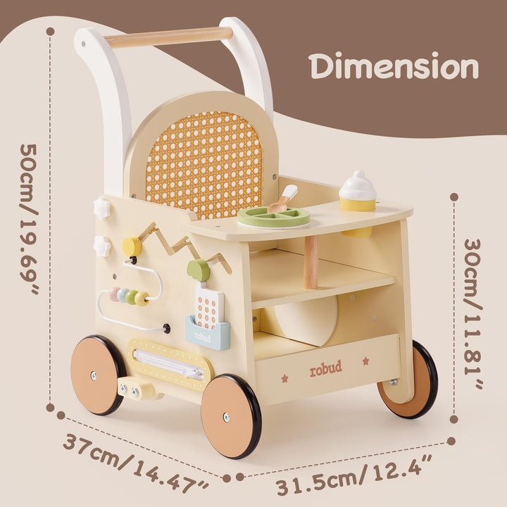 Lauflernhilfe Holz 2-in-1 Puppenwagen mit Activity Board ab 10 Monate - Bild 8