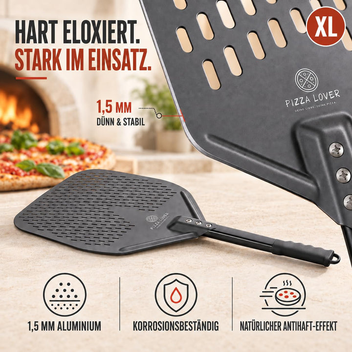 Pizzaschieber perforiert 35x35 cm harteloxiertes Aluminium Antihaft - Bild 4