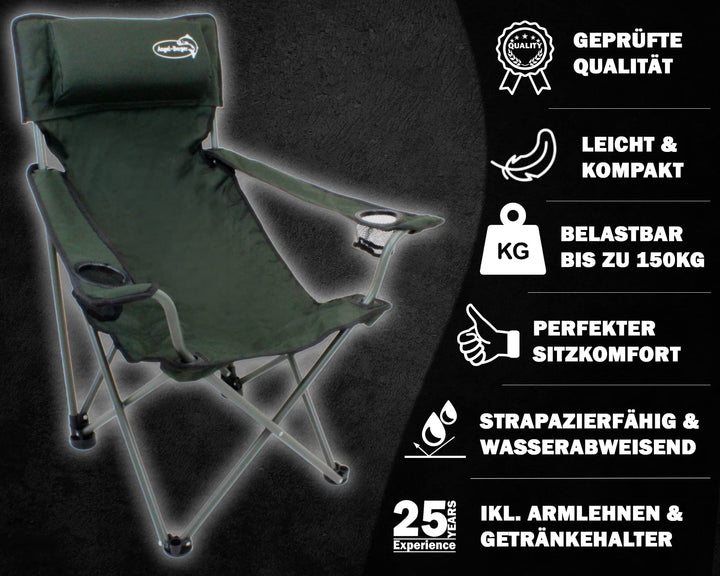 Faltstuhl Camping Stahl 600D-Nylon klappbar bis 150 kg grün - Bild 3