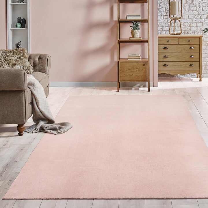 Kurzflor Teppich Felloptik Rosa waschbar 140x200 cm Wohnzimmer