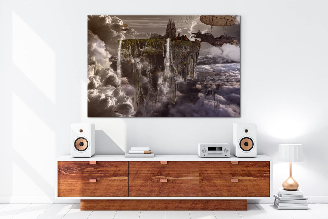 Leinwandbild Stadt über den Wolken 80x60 cm Echtholzrahmen - Bild 5