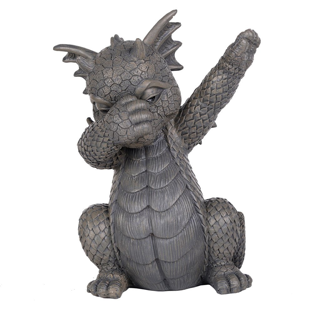 Gartenfigur Drache Dab-Pose Polyresin handbemalt 24 cm
