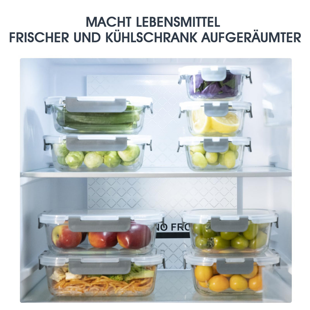 Glas Frischhaltedosen Set 9-teilig Borosilikat luftdicht für Küche - Bild 5