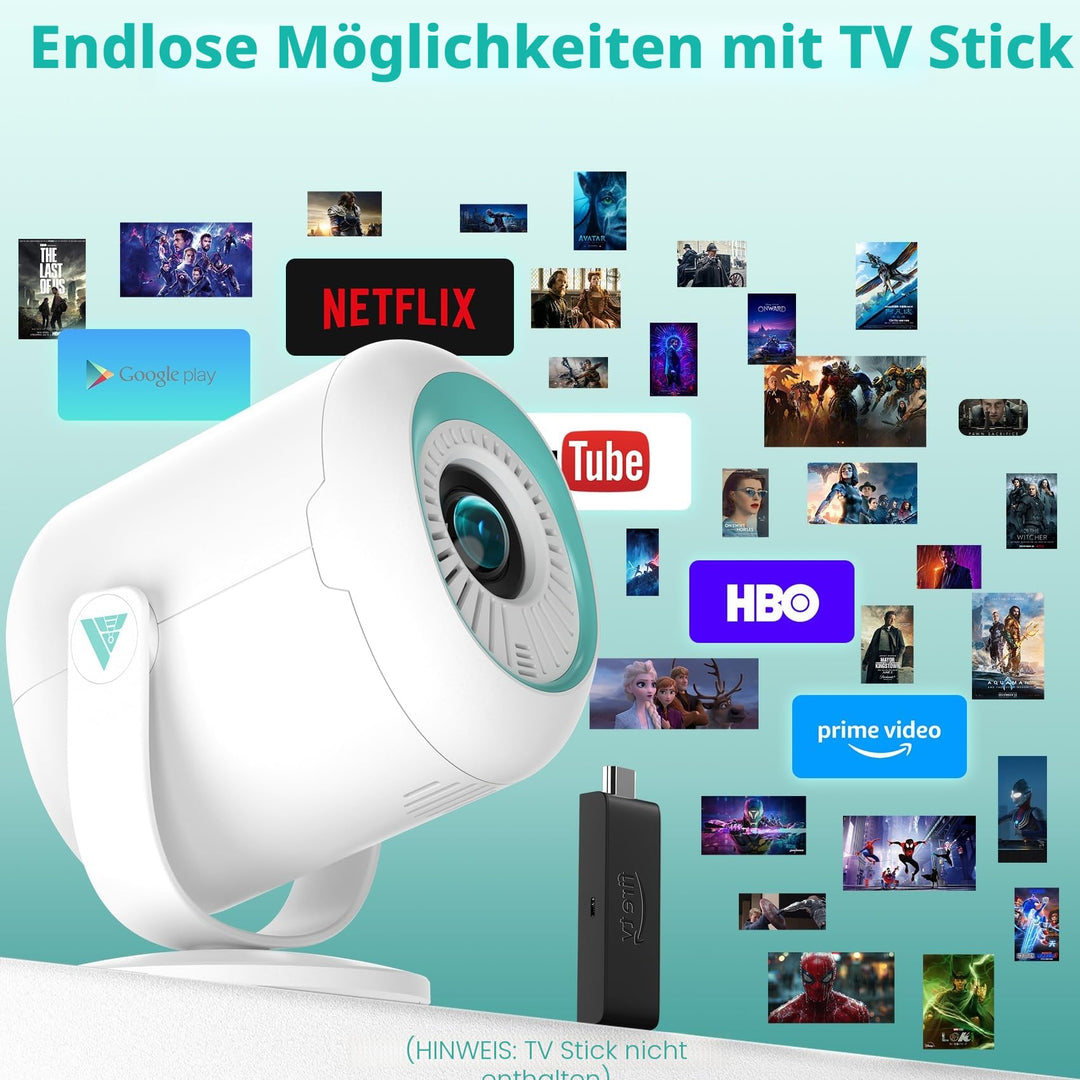 Mini Beamer 1080P WiFi 6 Bluetooth 270° drehbar bis 200 Zoll - Bild 9