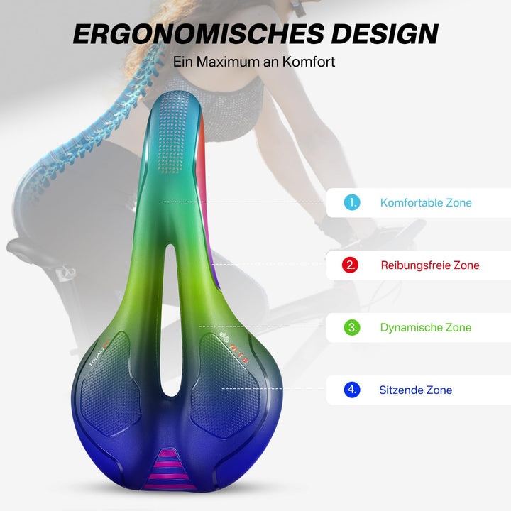 Fahrradsattel ergonomisch mit Gel-Polster und Federung, Unisex - Bild 2