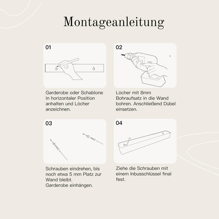 Wandgarderobe Aluminium 80 cm mit verdeckten Haken Schwarz Matt - Bild 7