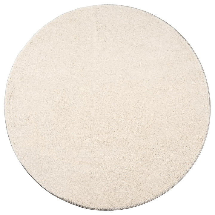 Kurzflor Teppich Rund 200cm Felloptik Beige waschbar Anti-Rutsch - Bild 2