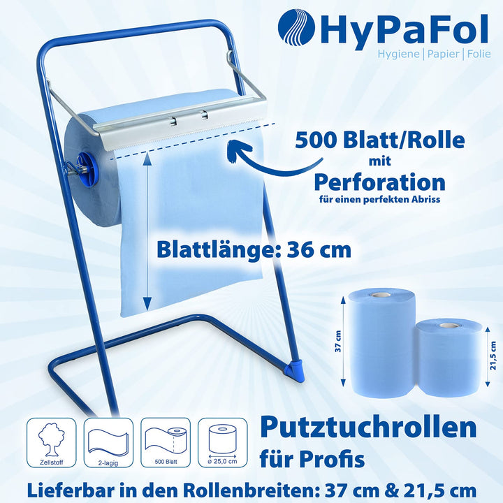 Papierrolle Industrie 2-lagig 1000 Blatt 37x36 cm blau 2er-Set - Bild 3