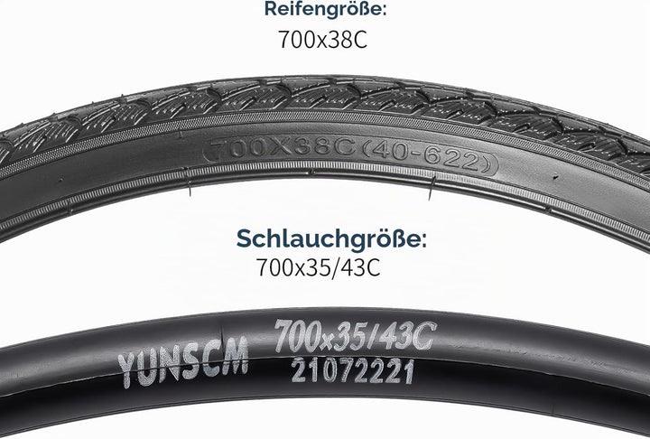 Fahrradreifen 700x38C faltbar mit Schlauch AV 48mm 2er-Set - Bild 4