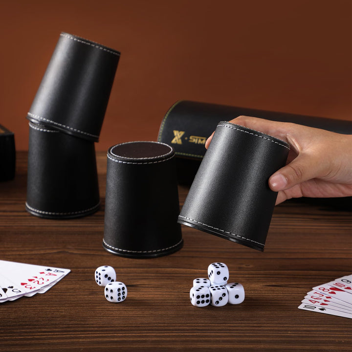 Würfelbecher Set 5er PU-Leder mit Etui für Partyspiele - Bild 4