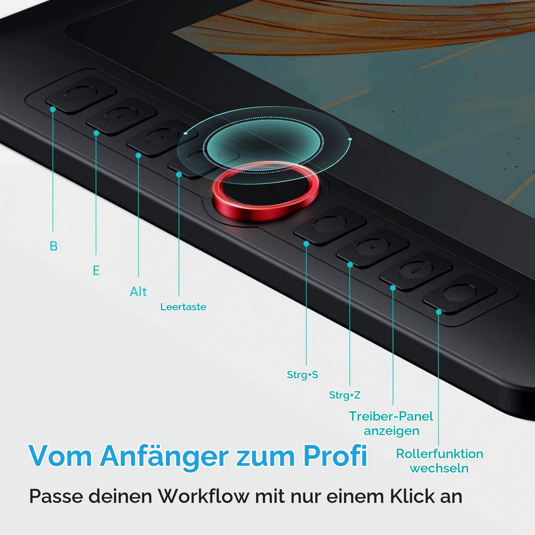 Grafiktablett mit Display 13,3 Zoll 8192 Druckstufen 8 Schnelltasten - Bild 3