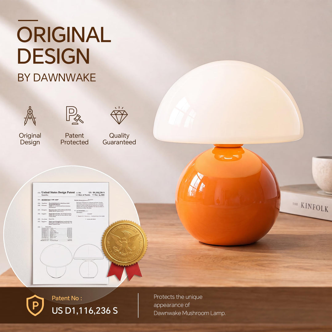 Pilz Tischlampe Glas dimmbar Keramiksockel Dekolampe orange - Bild 5