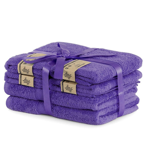 Handtücher-Set Baumwolle-Bambus 6-teilig violett 50x100 + 70x140 cm