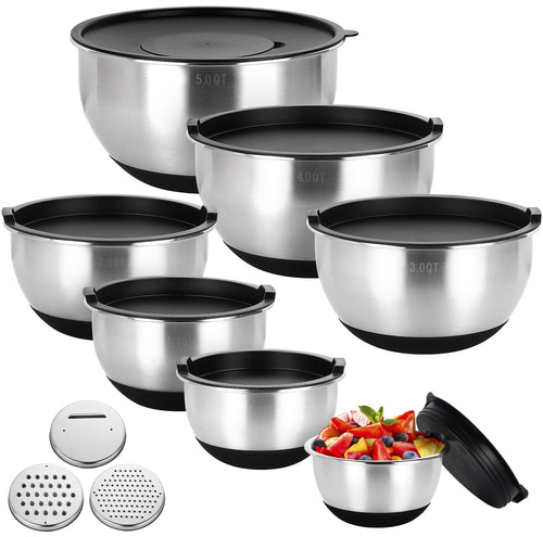 Edelstahl Schüssel Set 7-teilig mit Deckel und Reiben