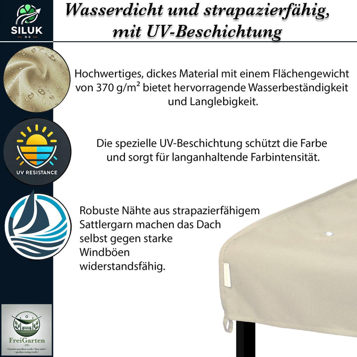 Ersatzdach Pavillon 3x3m Panama PVC Soft 370g/m² wasserabweisend Beige - Bild 3