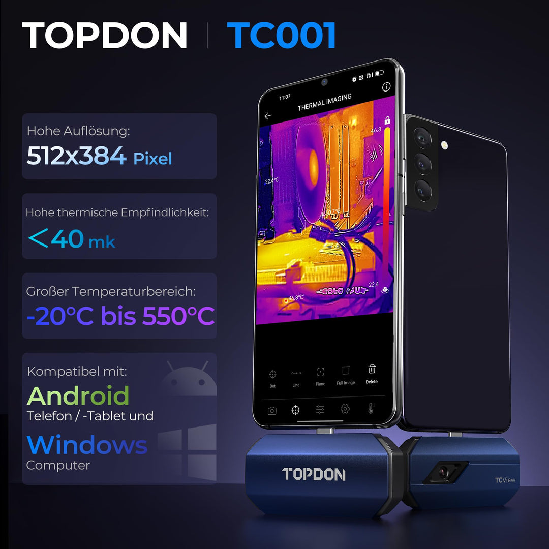 Wärmebildkamera Android USB-C 512x384 TISR -20 bis 550°C - Bild 2