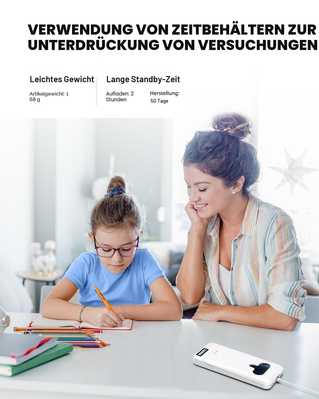 Handy-Sperrbox mit Timer für iPhone und Android, ABS, Weiss - Bild 7
