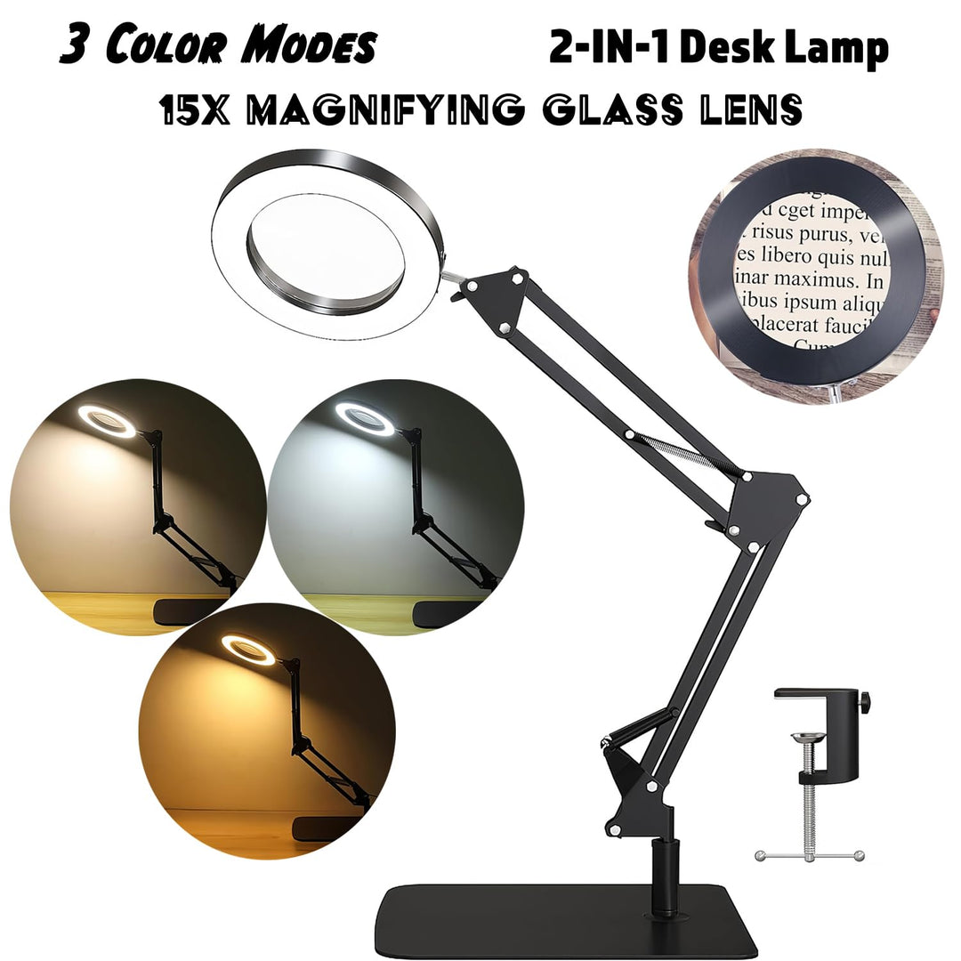 Lupenlampe 15x mit LED 2-in-1 Tischlampe und Klemme 72 LEDs - Bild 2